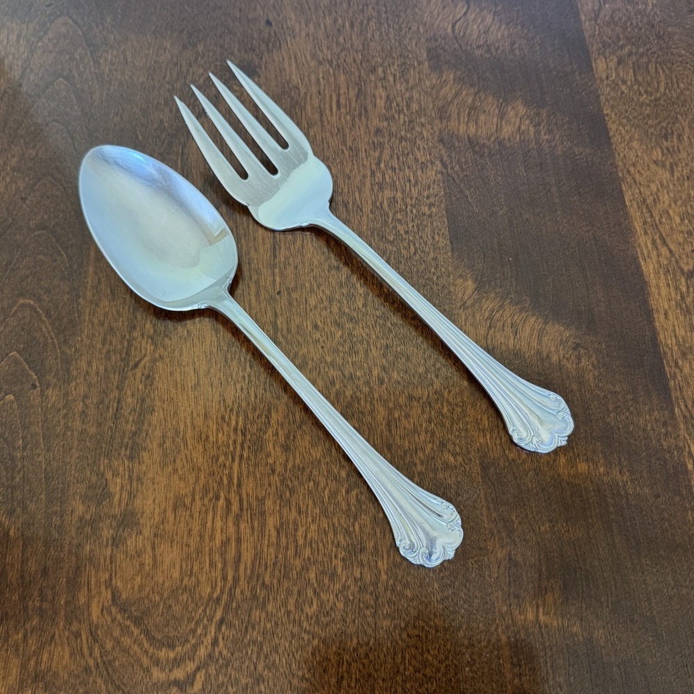 Reed & Barton Stainless Steel Flatware REGINE 1 Cold Meat Fork + 1 Serving Spoon